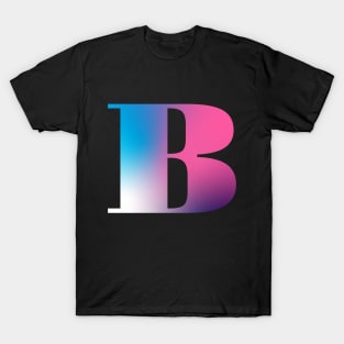 Capital Letter B Monogram Gradient Pink Blue White T-Shirt
